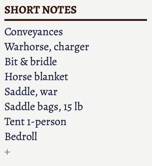 Example of the short notes for Eleanor.