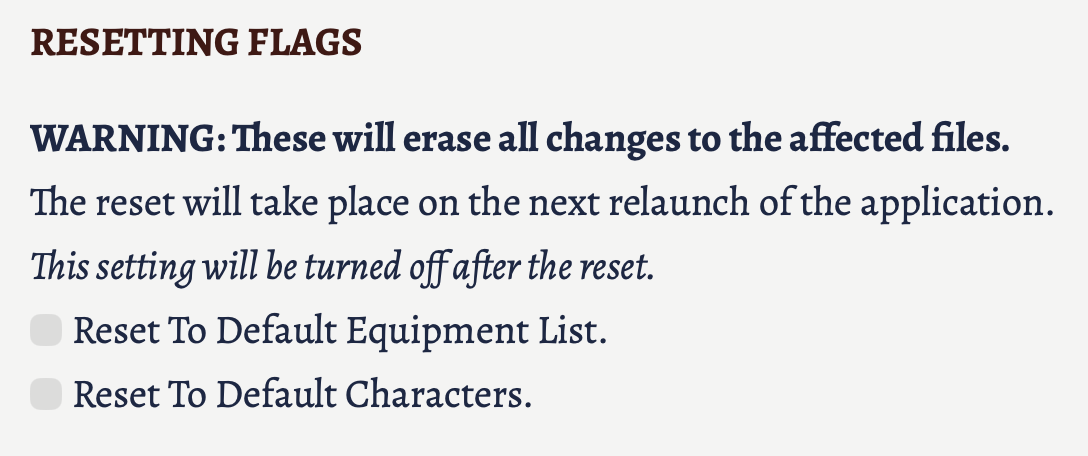 The part of the settings where you can select to reset some data.