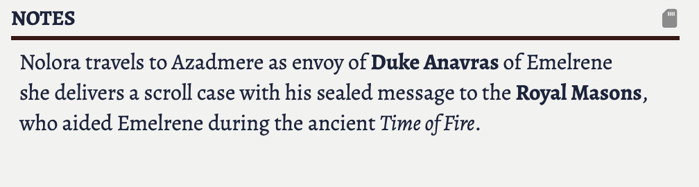 The notes section showing rich text formatting.