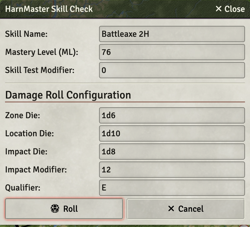 The macro dialog where you can change the parameters and include an EML modifier.