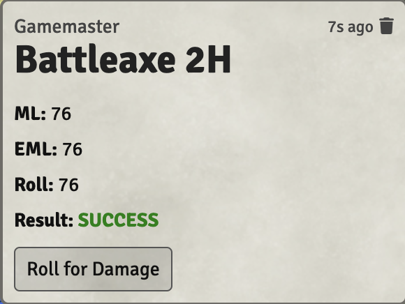 The success result of the combat macro.