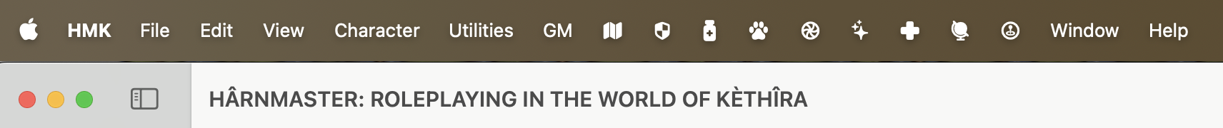 The menubar of the full version.