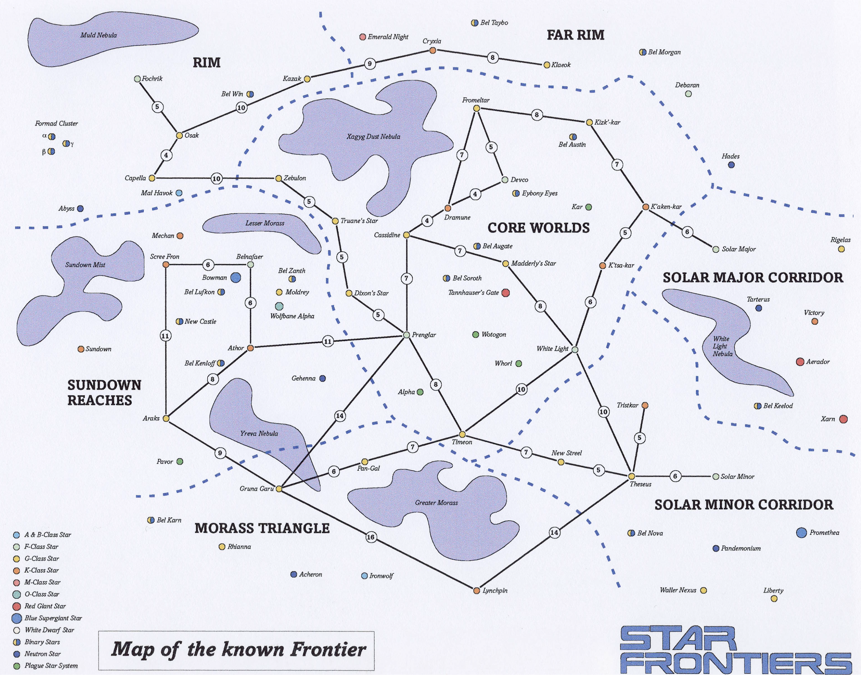 The map of the Frontier from the old RPG game Star Frontiers.